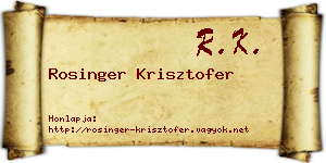 Rosinger Krisztofer névjegykártya